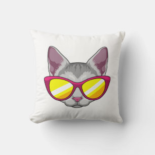 Coussin Chat avec lunettes de soleil