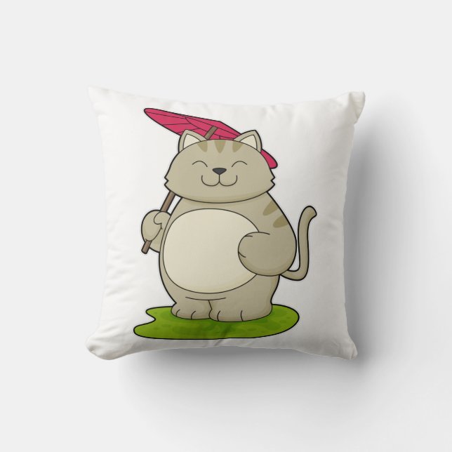 Coussin Chat avec parapluie (Recto)