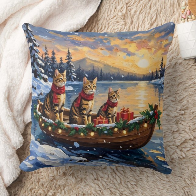 Coussin Chat Bengal Noël Bateau Fêtes (Couverture)
