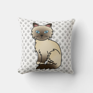 Coussin Chat Birman pointe chocolat / Ragdoll & Pattes