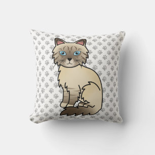 Coussin Chat Birman / Ragdoll au point chocolat tabby & Pa