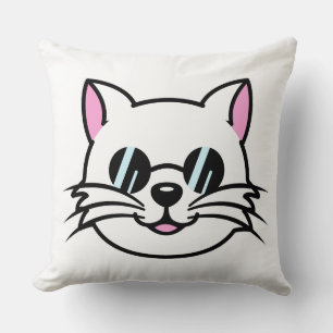 Coussin Chat blanc portant des lunettes noires / lunettes 