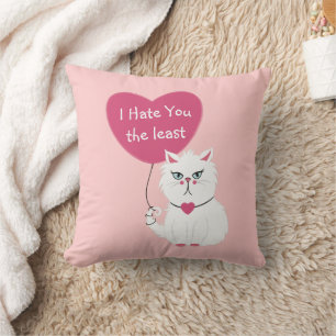 Coussin Chat blanc sarcastique Funny Saint-Valentin