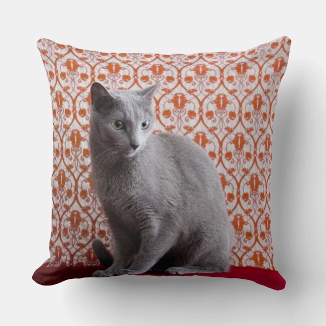 Coussin Chat (bleu russe) et arrière - plan de papier (Recto)
