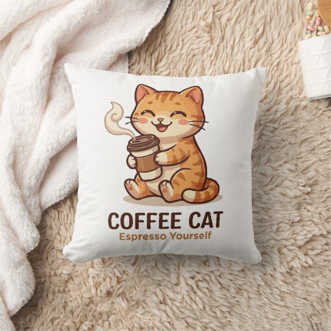 Coussin Chat Café Espresso Toi-Même Mignon Chat (Couverture)