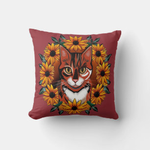 Coussin Chat Calico Avec Susan Maryland State aux yeux noi