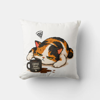 Coussin Chat Calico Grincheux - Café parlé
