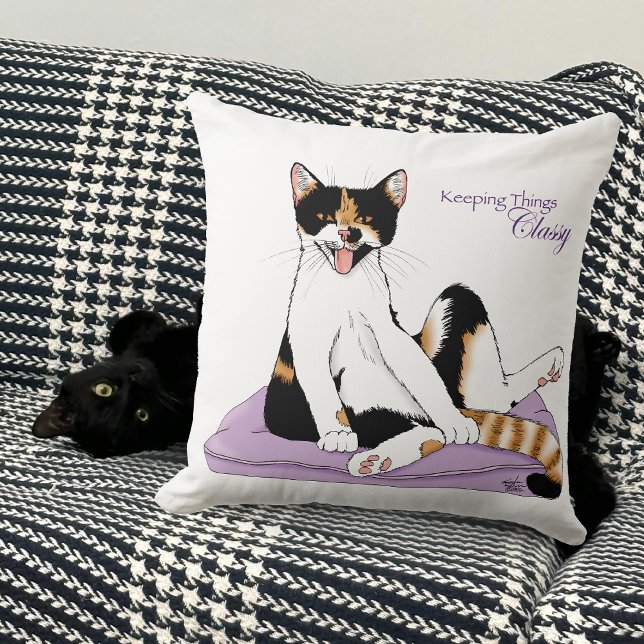 Coussin Chat calicot fantaisiste violet classe  (Créateur téléchargé)