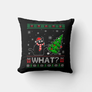 Coussin Chat Ce Chat Noir Drôle Poussant Arbre De Noël