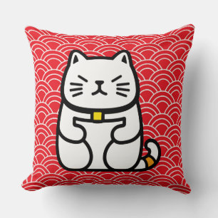 Coussin Chat chanceux japonais ou Maneki-Neko
