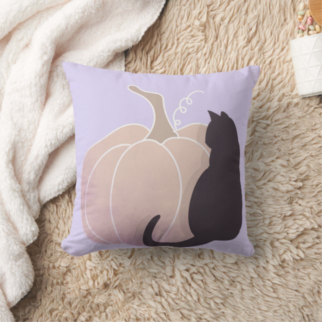 Coussin Chat Citrouille Halloween amusant (Couverture)