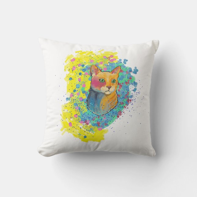 Coussin chat coloré (Recto)
