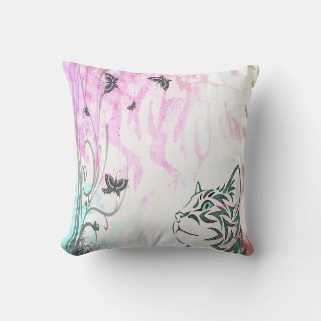 Coussin Chat coloré (Recto)