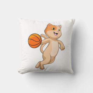 Coussin Chat comme joueur de basket-ball avec basket-ball