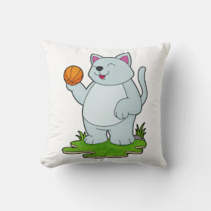 Coussin Chat comme joueur de basket-ball avec basket-ball