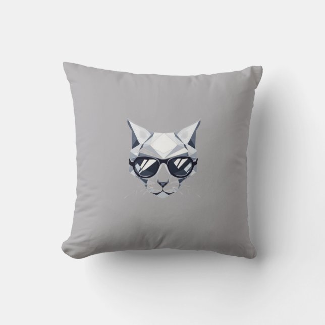 Coussin Chat cool avec lunettes de soleil Lancer l'oreille (Recto)