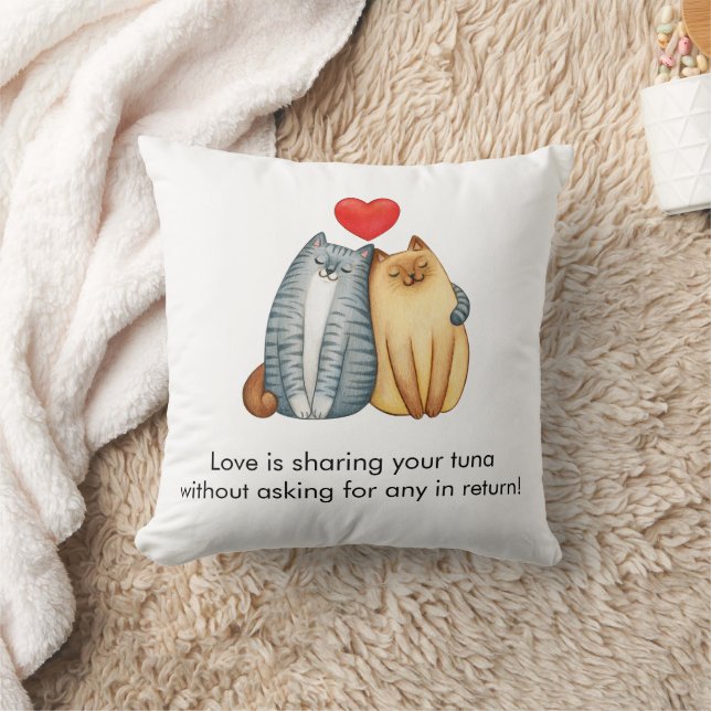 Coussin Chat Couple Amateurs Cute Funny Heureuse Sainte-Va (Couverture)