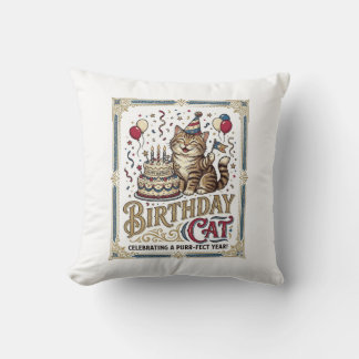 Coussin Chat d'anniversaire Chat d'anniversaire Âge Art ve