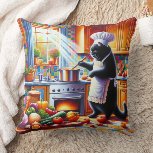 Coussin Chat dans la cuisine (Couverture)