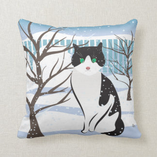 Coussin Chat dans la neige (glace) Lancer l'oreiller