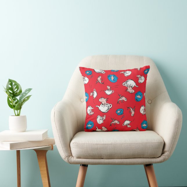 Coussin Chat Dans Le Casquette | Le Motif rouge poisson (Chaise)
