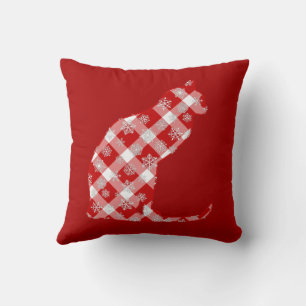 Coussin Chat dans un Buffalo Rouge Plaid Motif de Noël