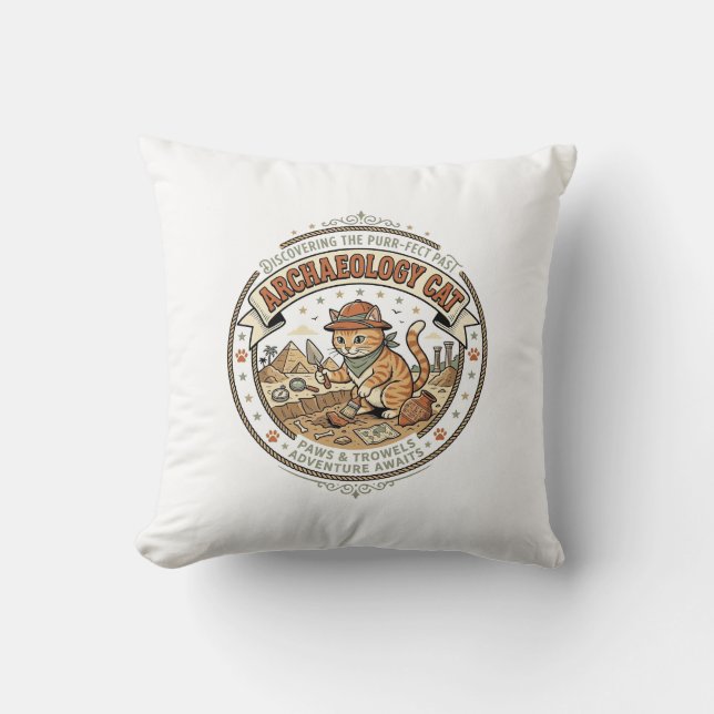 Coussin Chat d'archéologie Chat d'archéologie Art vectorie (Recto)