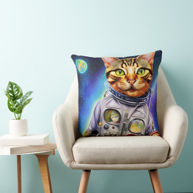 Coussin Chat d'astronaute futuriste drôle (Chaise)