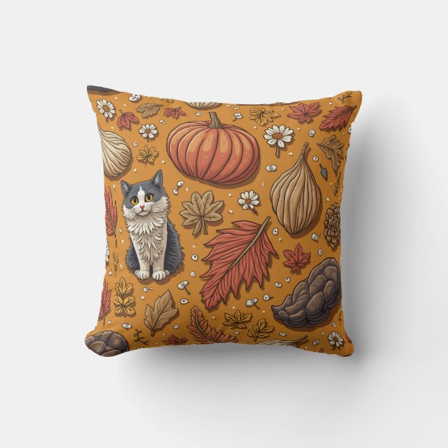 Coussin Chat d'automne (Recto)
