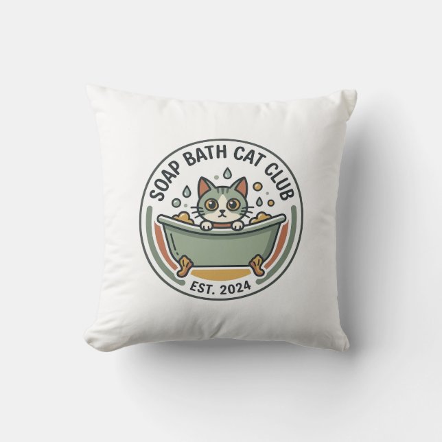 Coussin Chat de bain savon POD Art Vector - Club Chat de B (Recto)