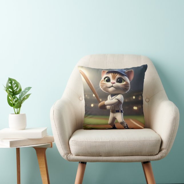 Coussin Chat de baseball 3D amusant, (Chaise)