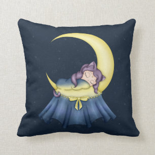 Coussin Chat de berceuse de Luna dormant sur la lune