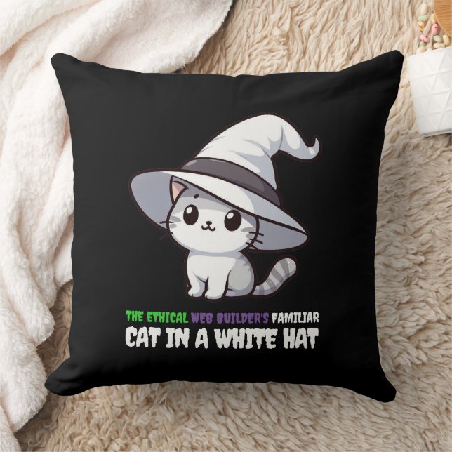 Coussin Chat de Casquette blanc familier de Funny Ethical  (Couverture)