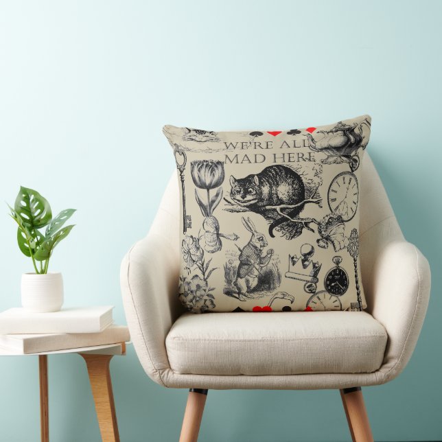 Coussin Chat de Cheshire classique alice au pays des merve (Chaise)