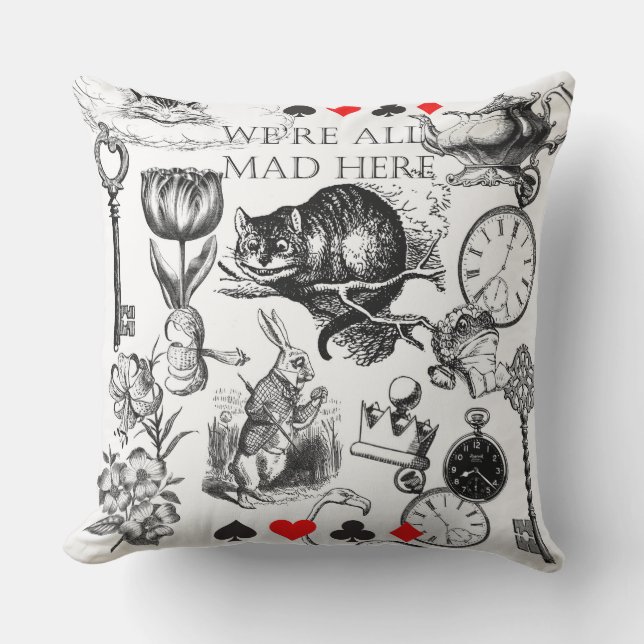Coussin Chat de Cheshire classique alice au pays des merve (Recto)