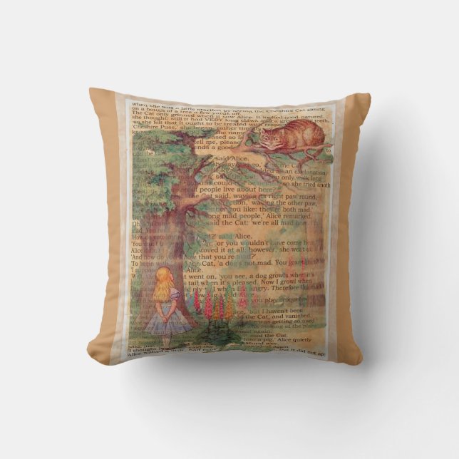 Coussin Chat de Cheshire et Alice (Recto)