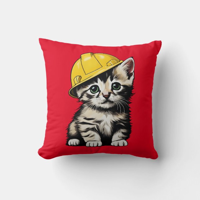 Coussin Chat de construction (Recto)