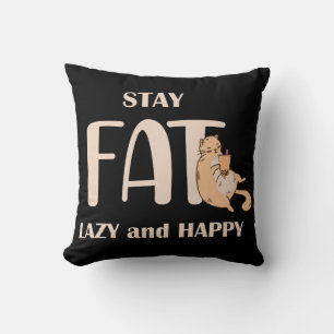 Coussin Chat de dessin animé drôle, gros, paresseux et heu