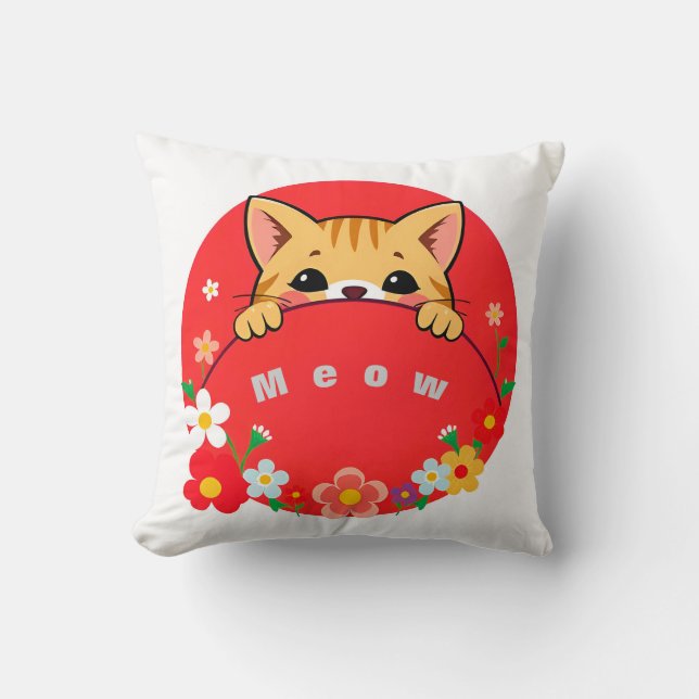 Coussin Chat de dessin animé mignon avec des couleurs vive (Recto)