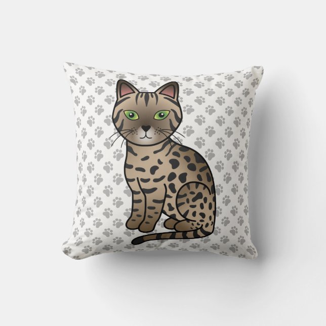Coussin Chat de dessin animé mignon Bronze Egyptian Mau &  (Recto)