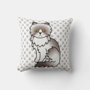 Coussin Chat de dessin animé mignon persan bicolore lilas 