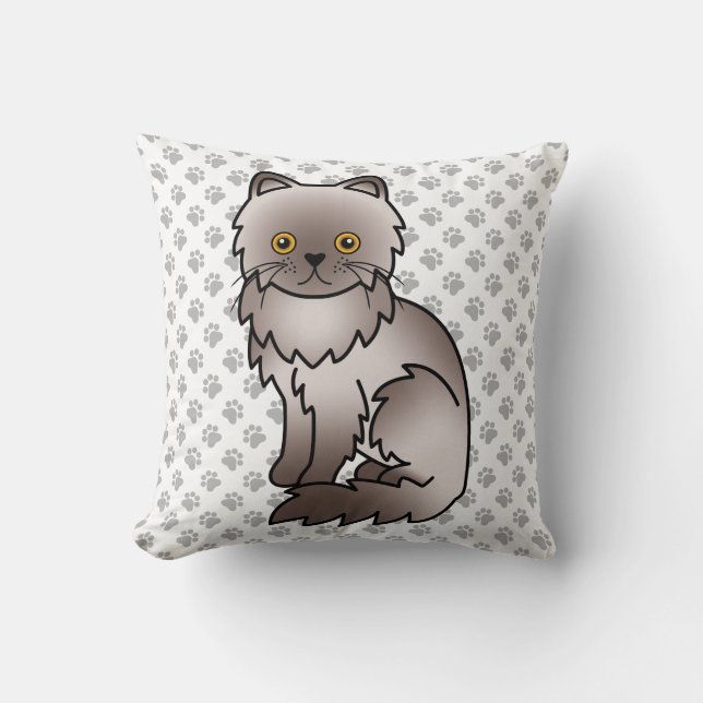 Coussin Chat de dessin animé mignon persan lilas & pattes (Recto)