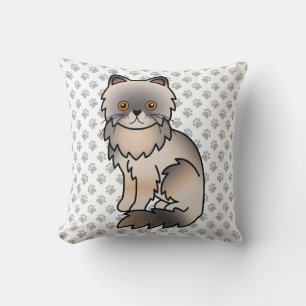 Coussin Chat de dessin animé persan couleur crème bleue mi