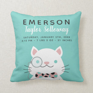 Coussin Chat de fantaisie avec la stat de naissance de