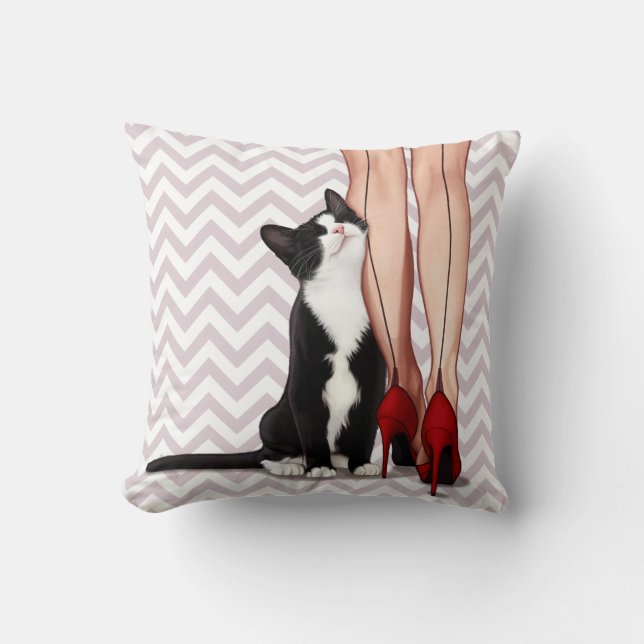 Coussin Chat de femme et de smoking (Recto)