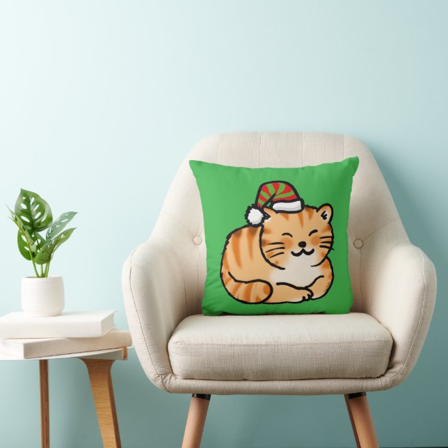 Coussin Chat de fête avec chapeau de Père Noël - Amateur d (Chaise)