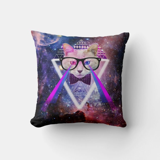 Coussin Chat de galaxie de hippie (Recto)