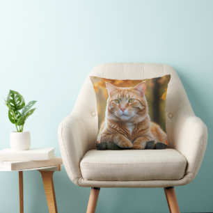 Coussin Chat De Gingembre Sur La Clôture Rustique
