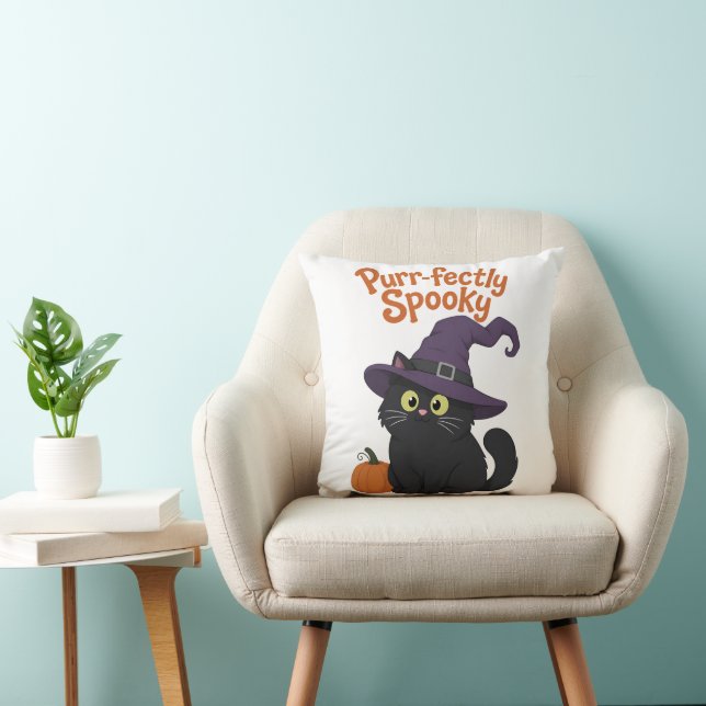 Coussin Chat de Halloween parfaitement effrayant (Chaise)