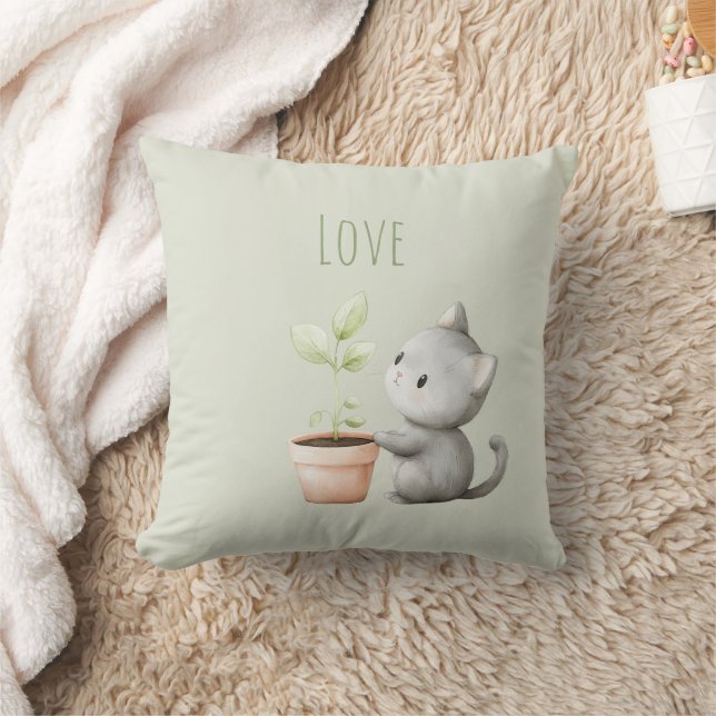 Coussin Chat de jardin avec amour des plantes (Couverture)